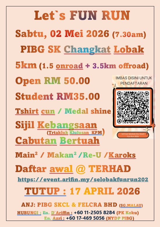 Poster rasmi SELOBAK Eko-Sawit Fun Run 2026 Utama.